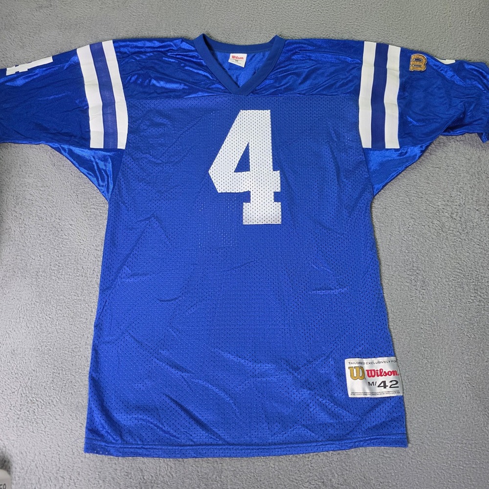 Wilson Mens M Football Jersey Blue Jim Harbaugh 4 Indianapolis Colts Vintage USA